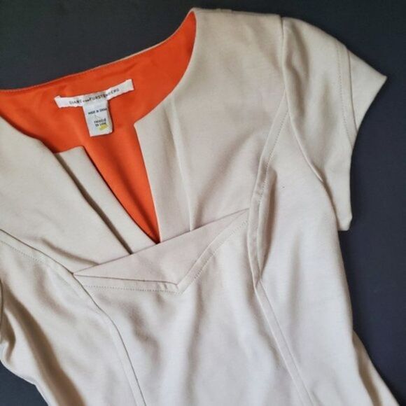Diane Von Furstenberg cream fitted dress - Picture 4 of 13
